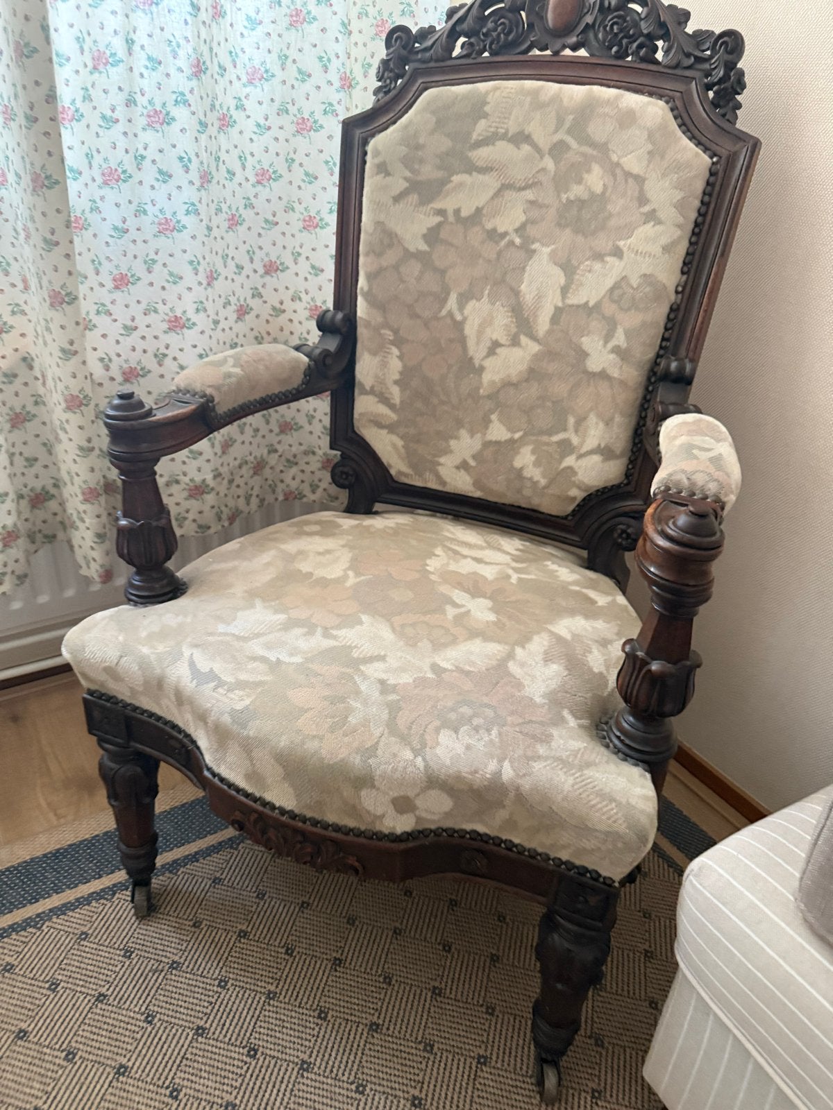 Barokke stoel, vintage met originele stof, Antiek en Kunst, Ophalen of Verzenden