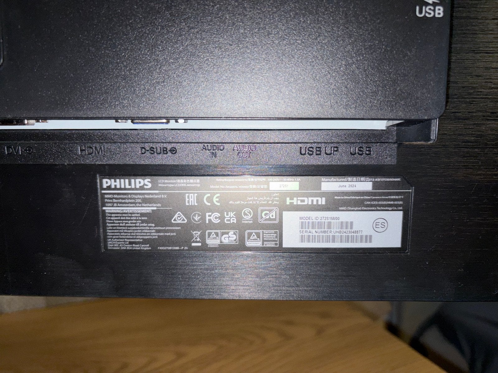 Philips 272S Monitor - Full HD, HDMI, D-SUB, USB, Computers en Software, Ophalen, HDMI, Kantelbaar, Full HD