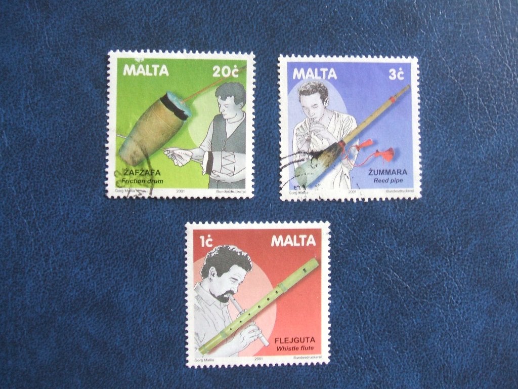 Malta muziekinstrumenten, Ophalen of Verzenden, Malta, Gestempeld