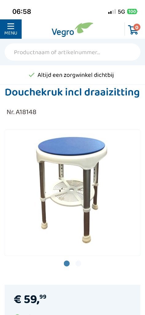 vegro douchekruk en anti-slip douchemat, Ophalen, Nieuw