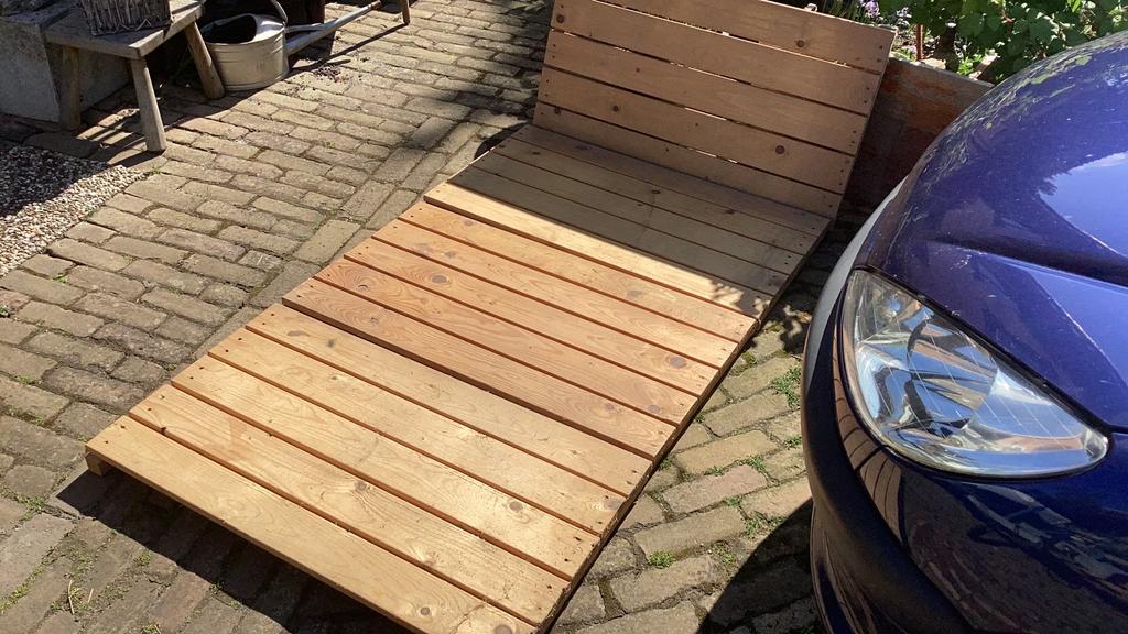 Houten vlonders 90 /50 cm.  4 stuks, Ophalen of Verzenden, Zo goed als nieuw, Hout