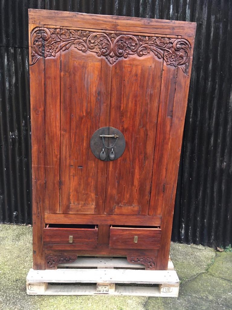 Chinese bruidskast massief teak oosters chinees kast 190 cm, Verburgt Vintage, Ophalen of Verzenden, Schipluidenlaan 20 5035KJ Tilburg
