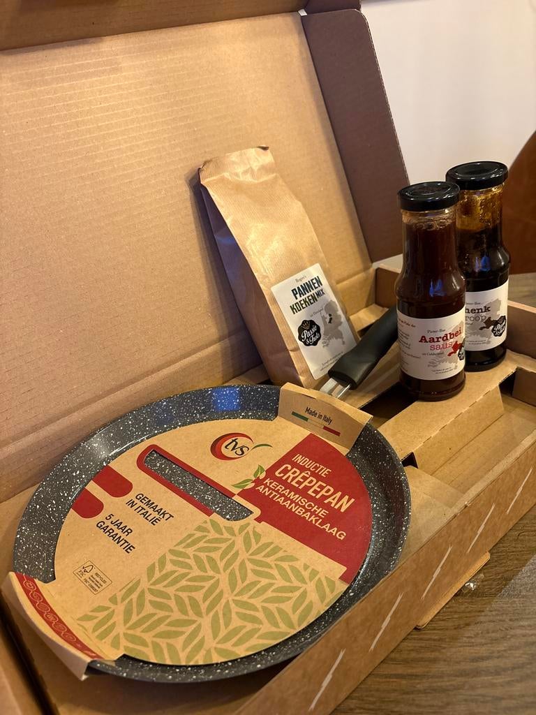 Postcode Loterij Pannenkoeken Set - keramische pannenkoekpan, Huis en Inrichting, Keuken | Keukenbenodigdheden, Nieuw, Ophalen of Verzenden