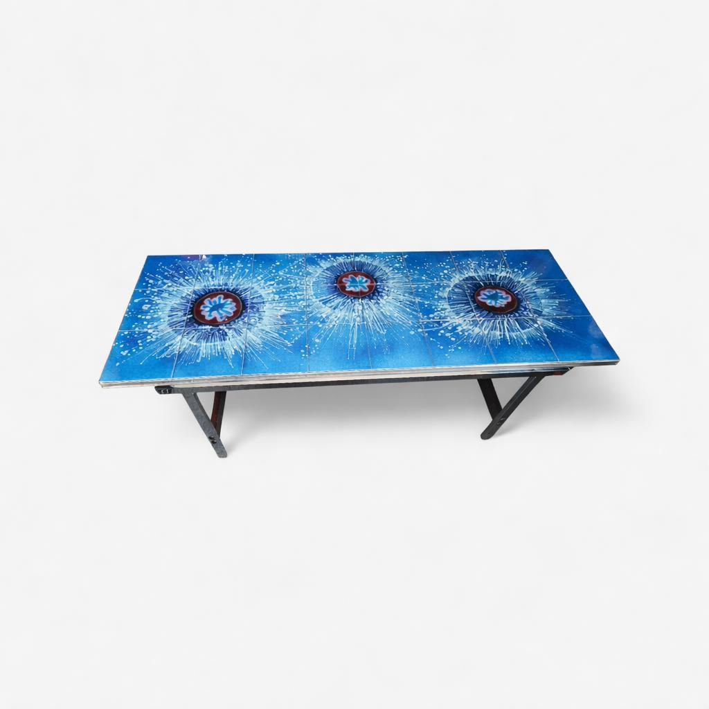 Vintage Belarti tegel/salontafel jaren 60/70, Huis en Inrichting, Tafels | Salontafels, Gebruikt, Minder dan 50 cm, 50 tot 100 cm