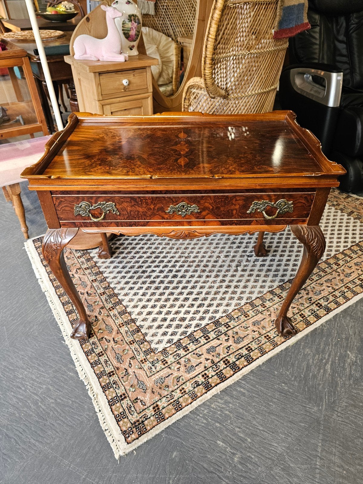 Queen Ann Stijl Notenhouten Thee Tafel met Lade