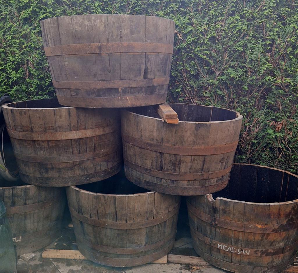 Halve eiken xxl🌴 plantenbakken en boombakken .H45xB75cm, Ophalen, Rond, Hout