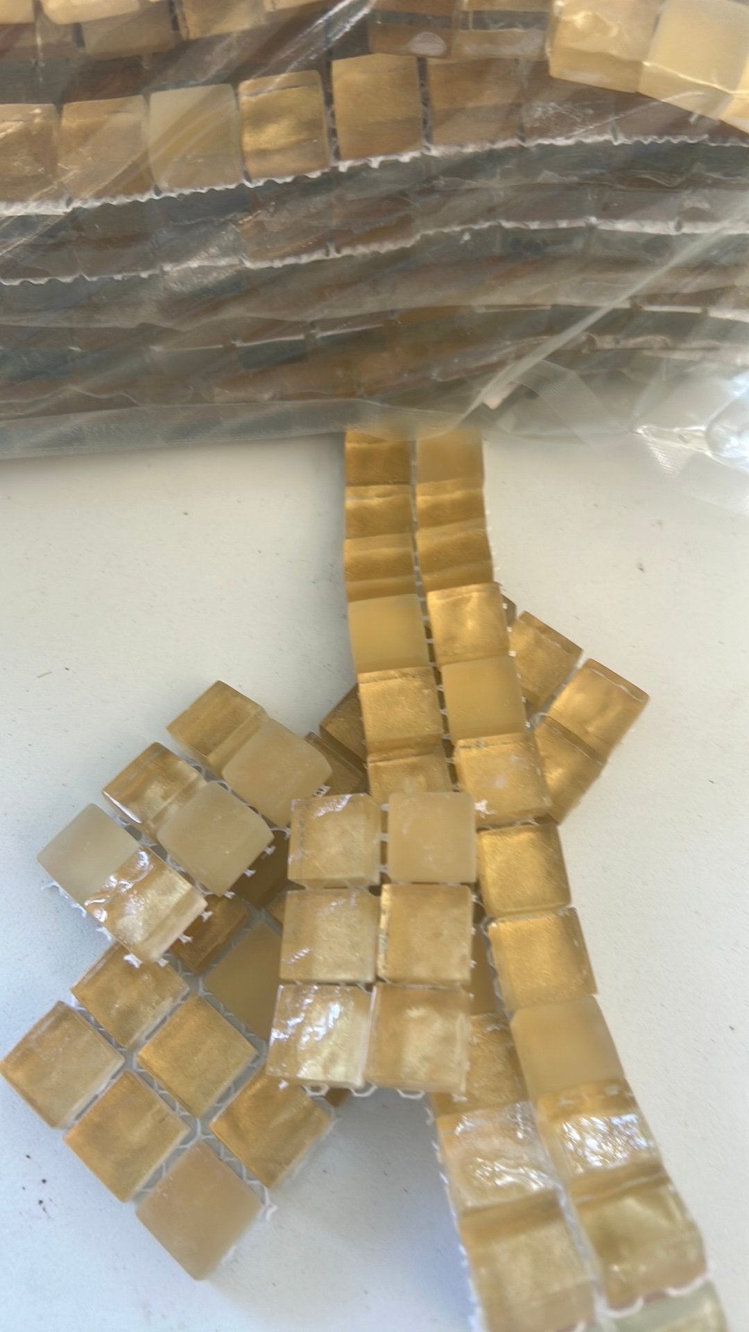 Soft glas goud mozaïek steentjes 6 matjes 30x30cm, Ophalen of Verzenden, Zo goed als nieuw