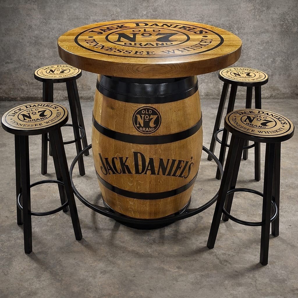 JACK DANIELS wijnvat statafel met massief eiken blad, Ophalen of Verzenden, Nieuw, Overige typen