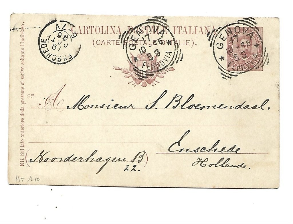Italië -1895, Verzenden, Briefkaart