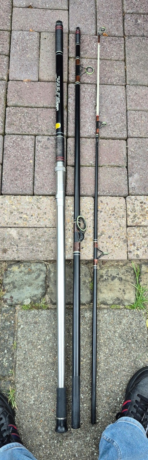 2 strand zee hengels met molens en tas, Ophalen, Werphengel