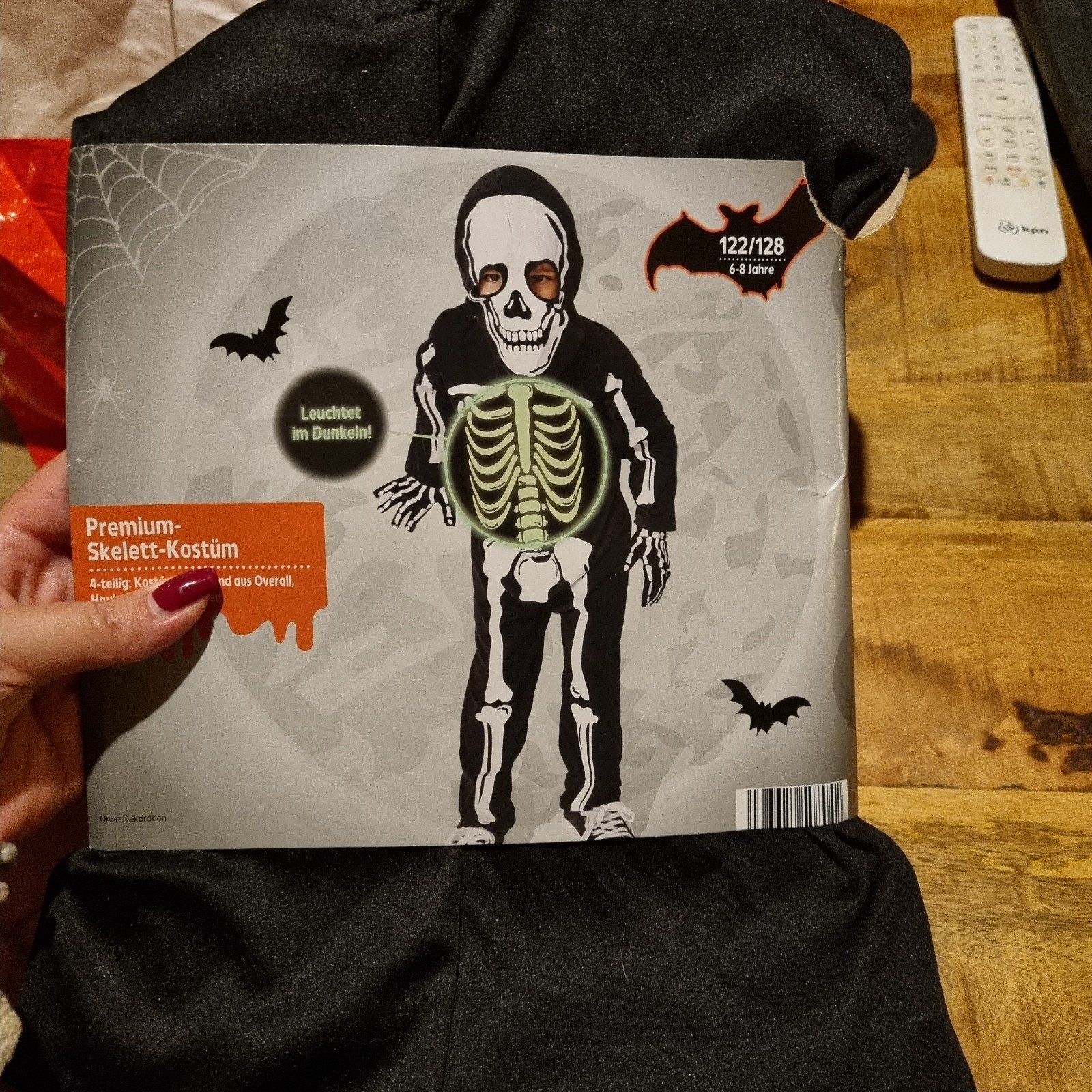 Lichtgevend skelet pak nieuw, Verzenden, Nieuw, Jongen of Meisje