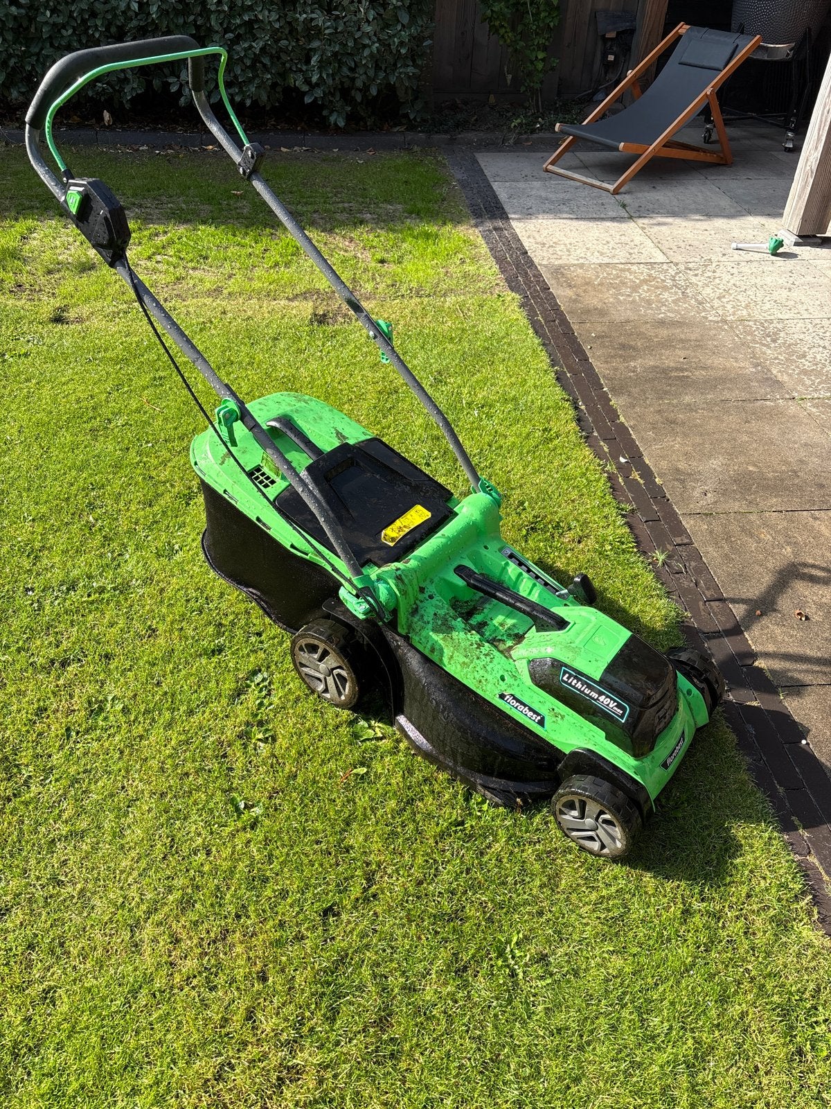 Florabest Accu-grasmaaier 40V Lithium met opvangbak, Cirkelmaaier, Gebruikt, Accu-grasmaaier, Ophalen of Verzenden