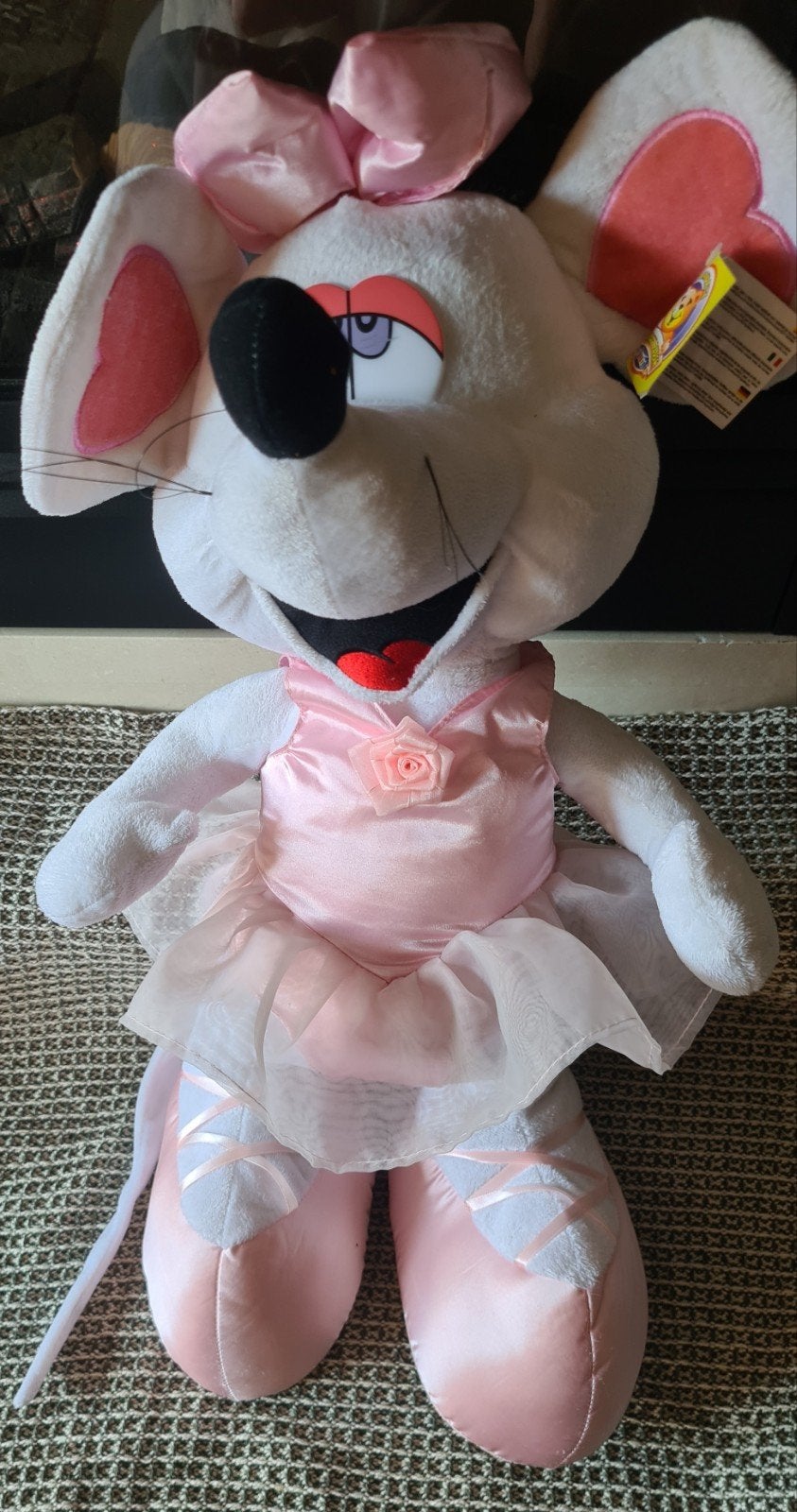 DIDDELINA Grote witte muis knuffel in roze balletpakje, Muis, Overige merken, Overige karakters, Ophalen of Verzenden