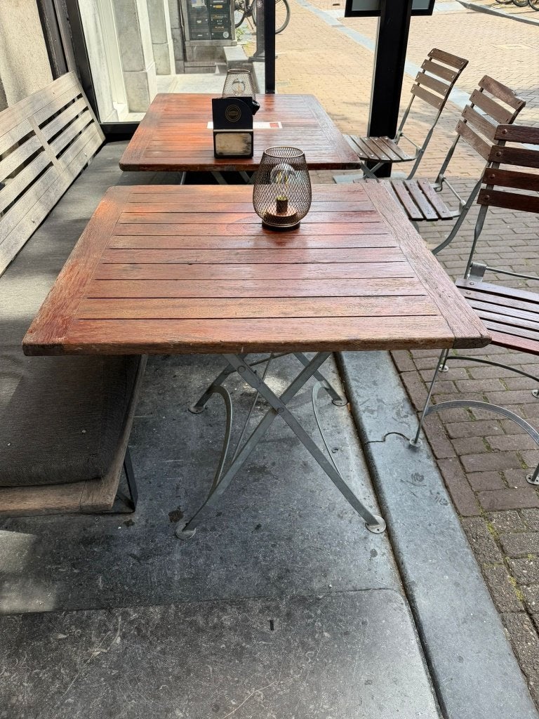 Terras & Horeca tafel / tuintafel hardhout - €50 per stuk, Tuin en Terras, Tuintafels, Ophalen, Gebruikt, Rechthoekig, Hout