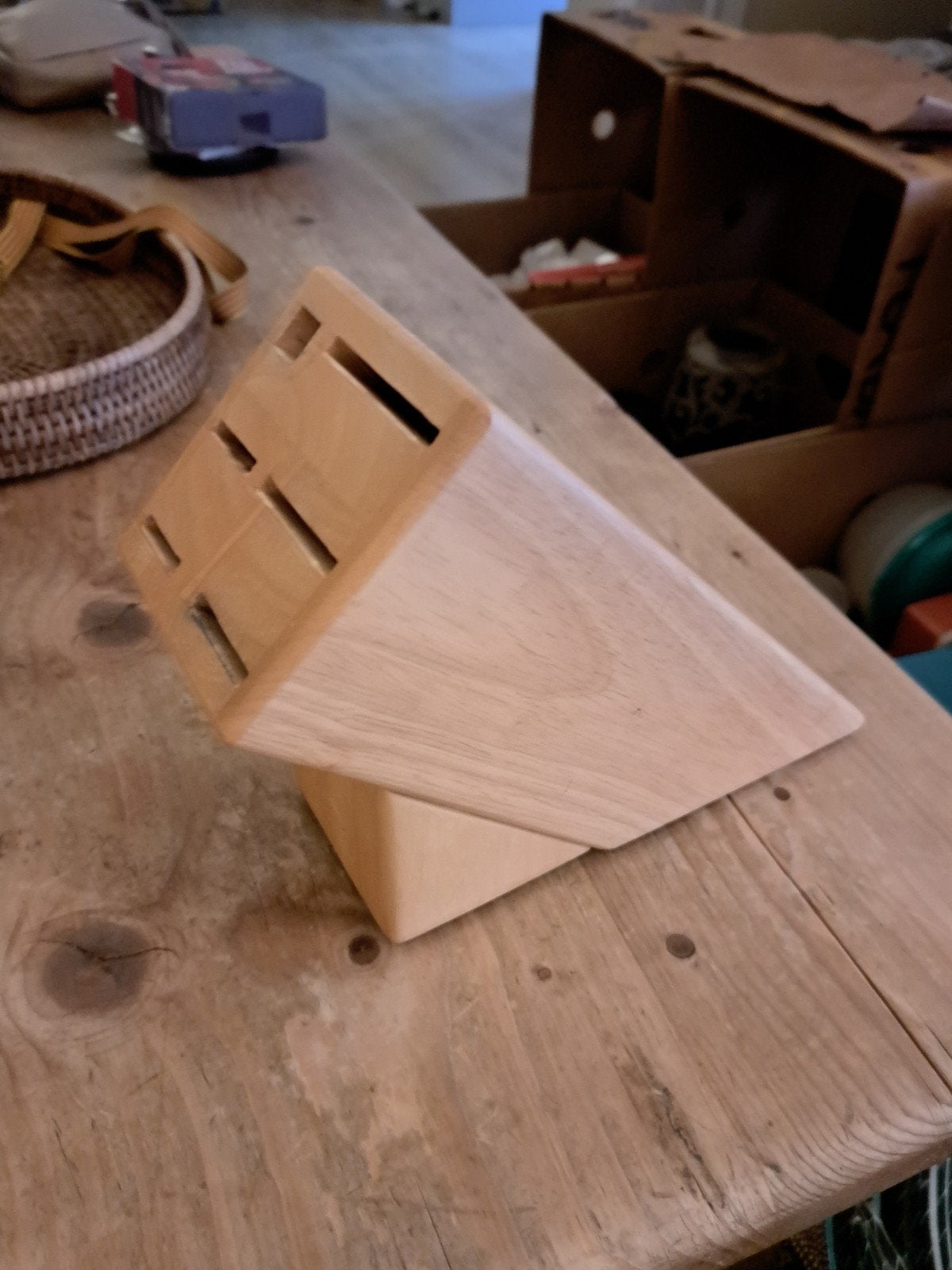 Houten messenblok - 19x8,5x25 cm, Overige typen, Ophalen of Verzenden, Gebruikt, Hout