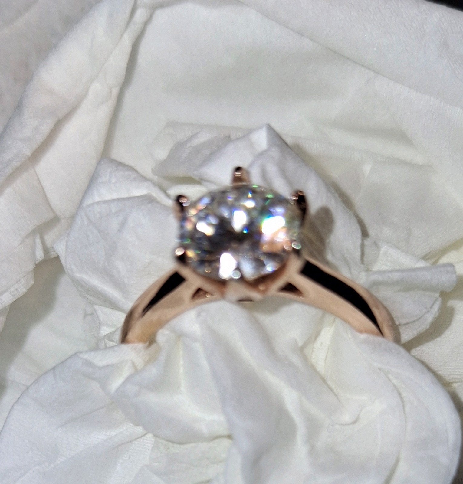 rosegouden ring.met lab diamant met certificaat, Nieuw, Ophalen of Verzenden, 17 tot 18, Met edelsteen