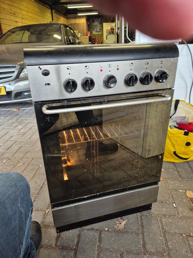 Leuk etna rvs gasfornuis met electrische oven 85x55x58ede ex, Ophalen, 4 kookzones, Zo goed als nieuw, Gas