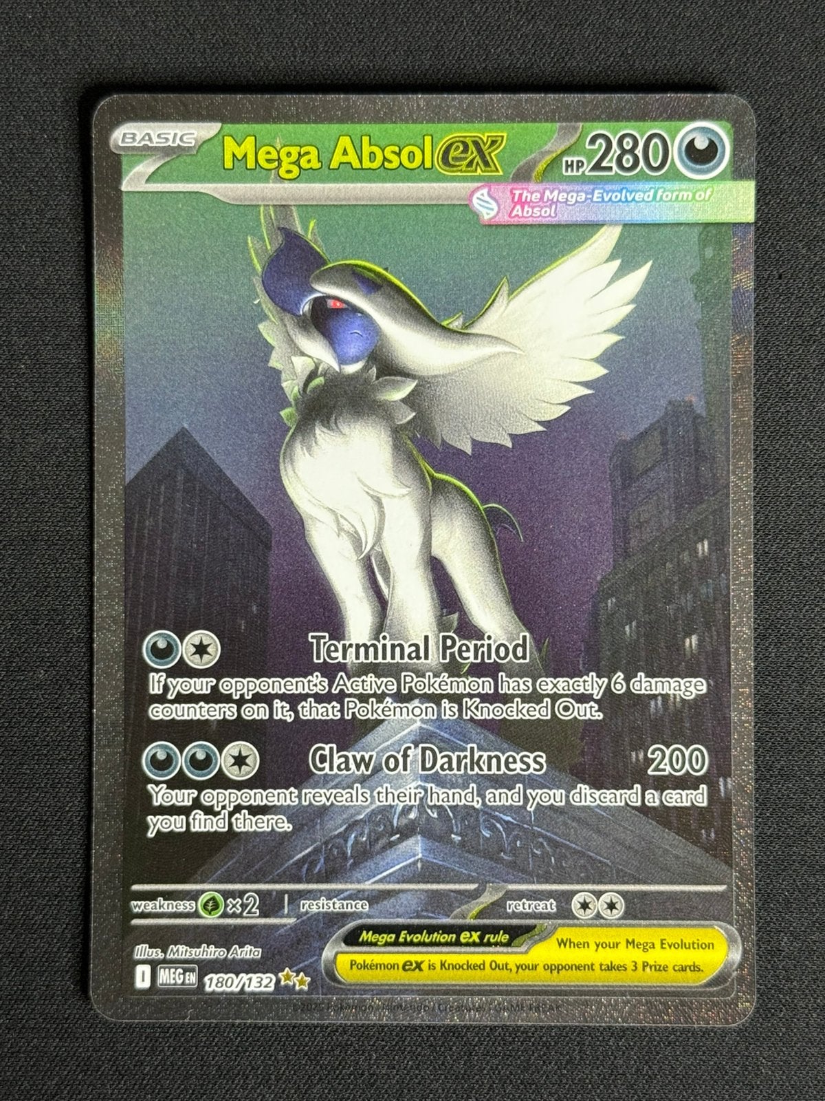 Mega Absol ex (MEG 180) - Mega Evolution, Ophalen of Verzenden, Zo goed als nieuw, Losse kaart, Foil