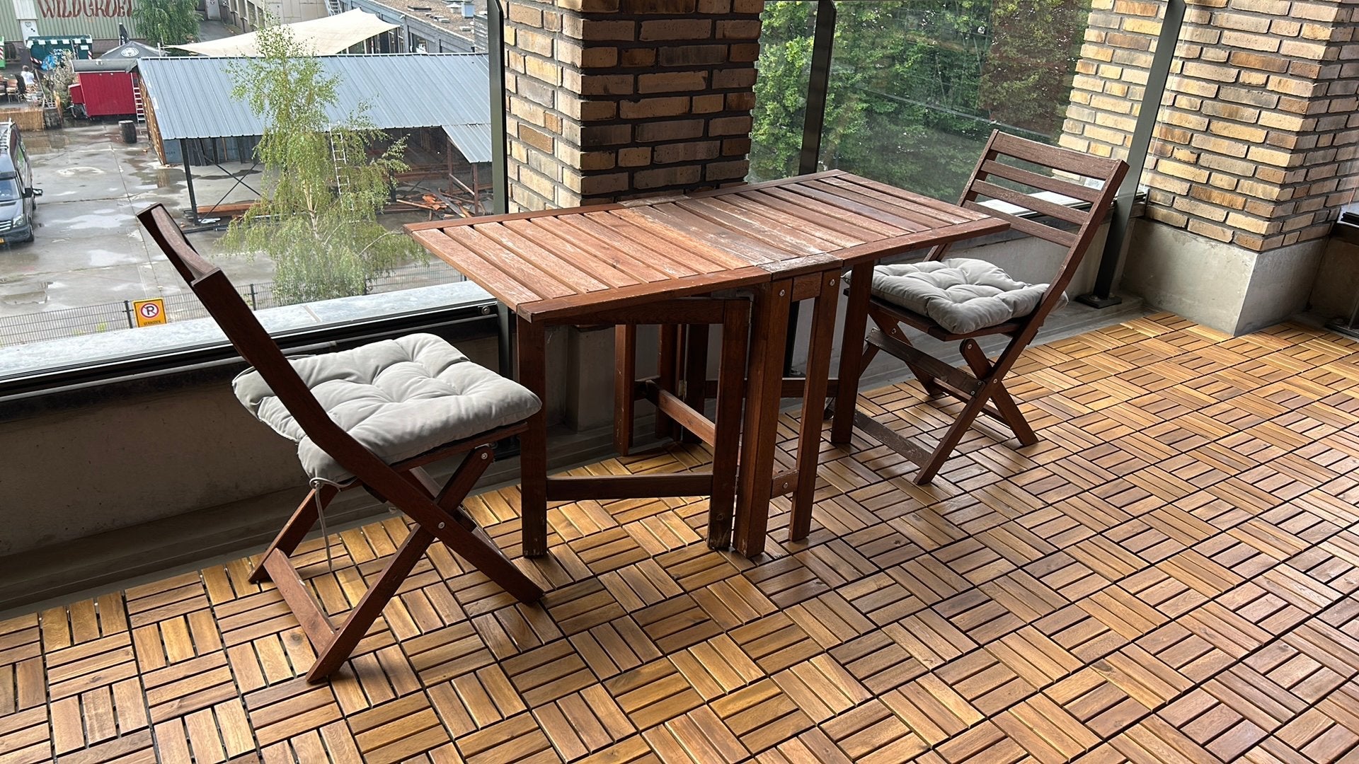 IKEA Askholmen opklapbare tuinset - 2 stoelen met kussen, Ophalen, Gebruikt