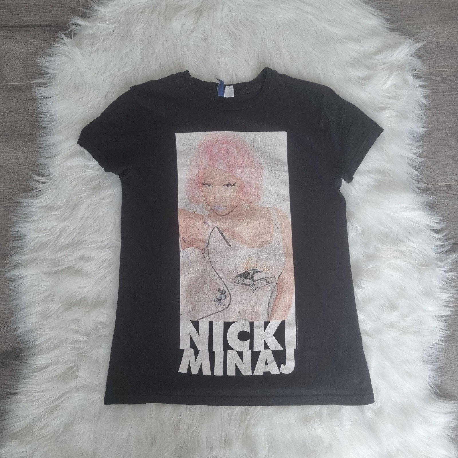 Vintage H&M Divided Nicki Minaj Grafisch T-Shirt Zwart, Maat 38/40 (M), Zwart, H&M Divided, Ophalen of Verzenden