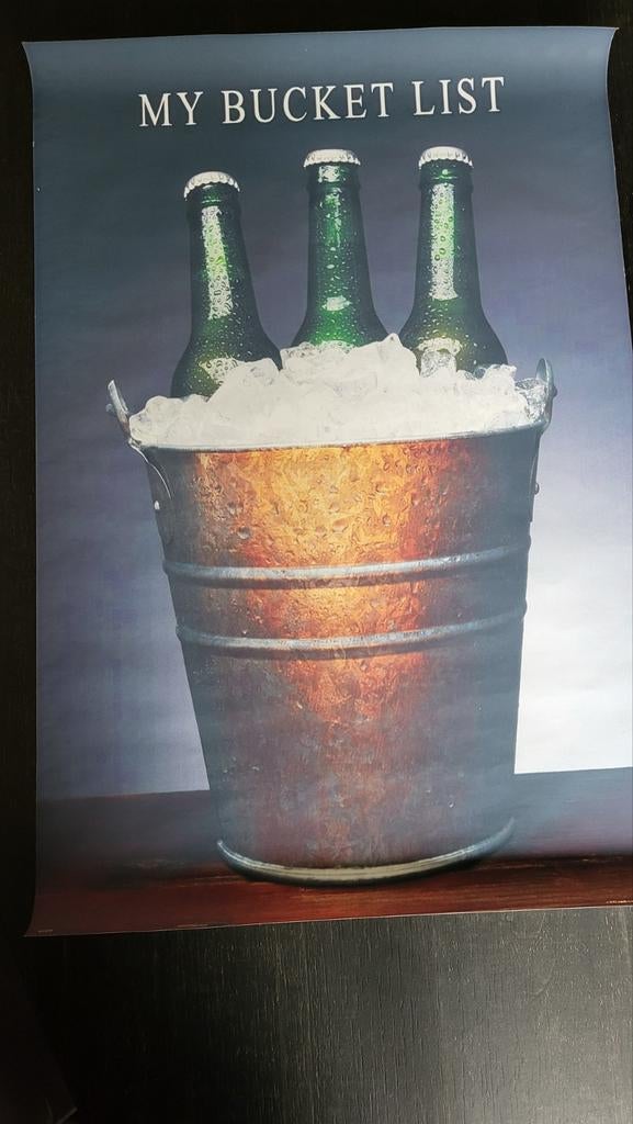 Canvas poster "My Bucket List" 40x60 cm voor mancave, Verzamelen, Biermerken, Ophalen of Verzenden, Nieuw, Reclamebord, Plaat of Schild