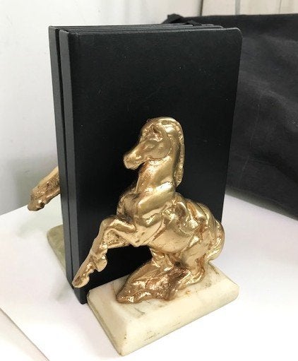 Boekensteunen Paarden Marmer Goud verguld Antiek⚡😍👍, Ophalen of Verzenden
