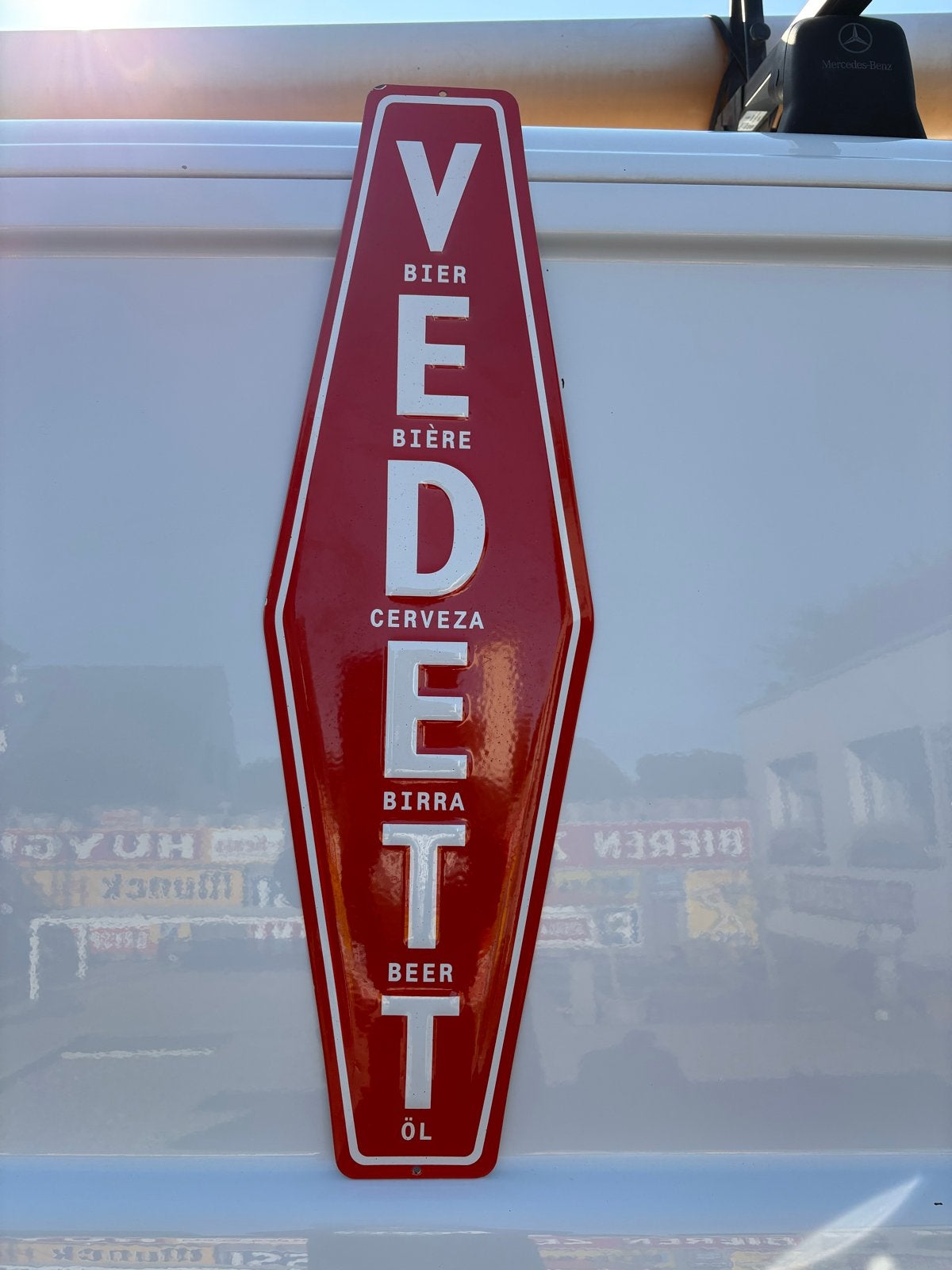 Bier reclameborden Vedet, Ophalen of Verzenden, Gebruikt, Reclamebord