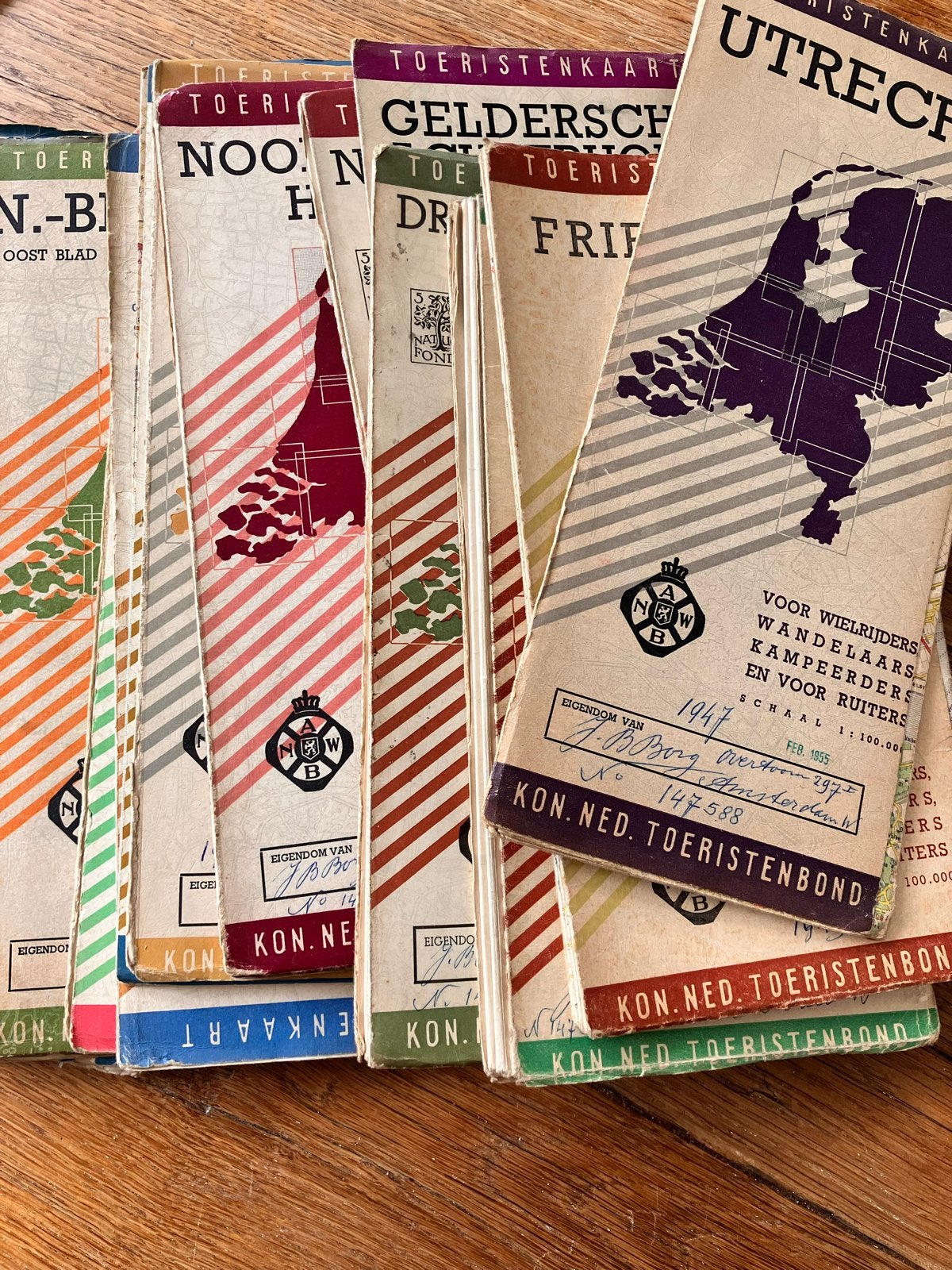 19 ANWB Toeristenkaarten uit 1947 - Vintage Collectie, Boeken, Reisgidsen, Gelezen, Overige typen, Ophalen of Verzenden, ANWB
