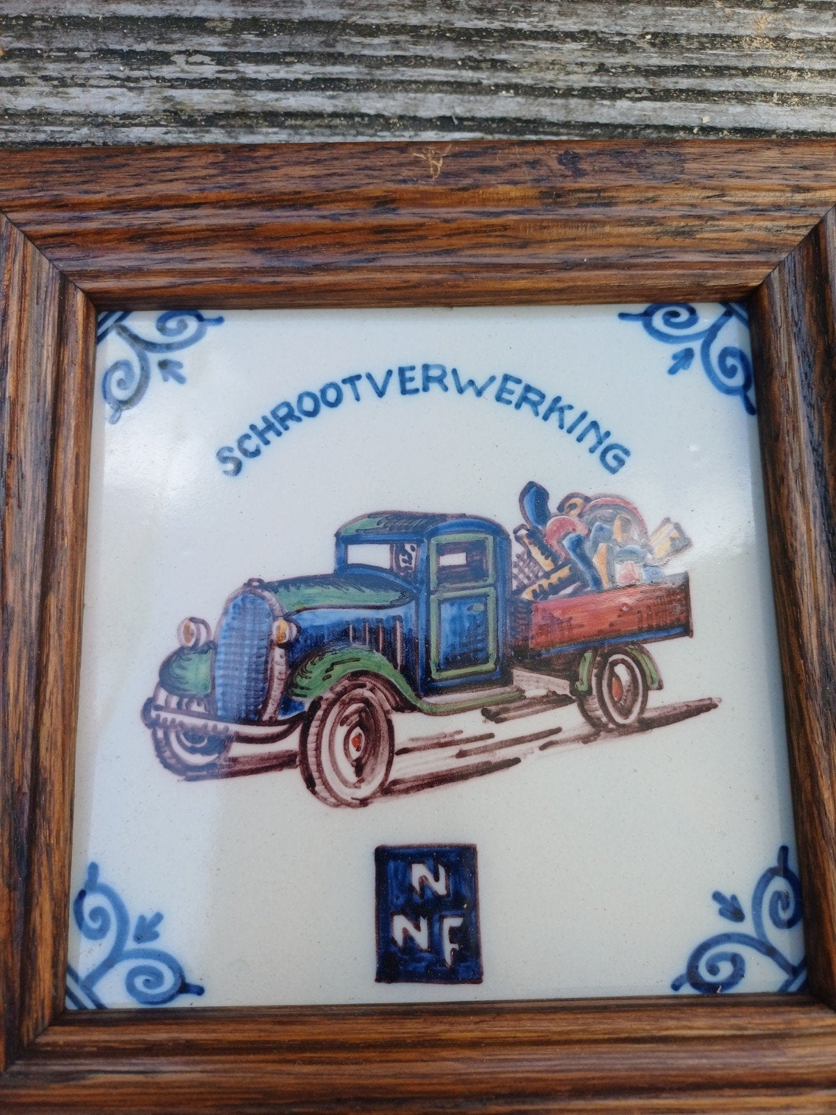 Vintage Tegel met Vrachtwagen 'Schrootverwerking', Antiek en Kunst, Ophalen of Verzenden