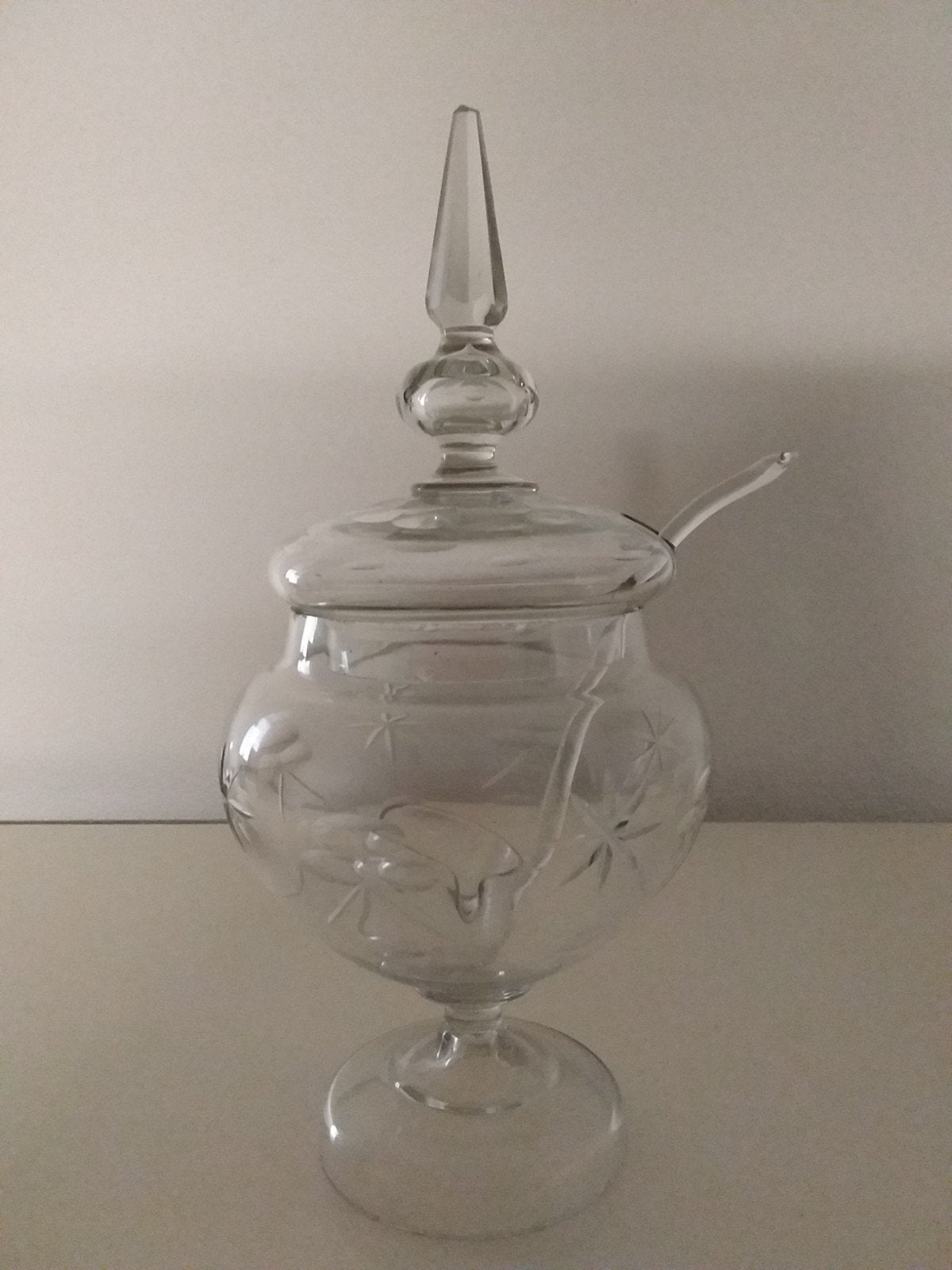 Antiek vintage kristal bowlpot punchkom compote schaal lepel, Ophalen of Verzenden