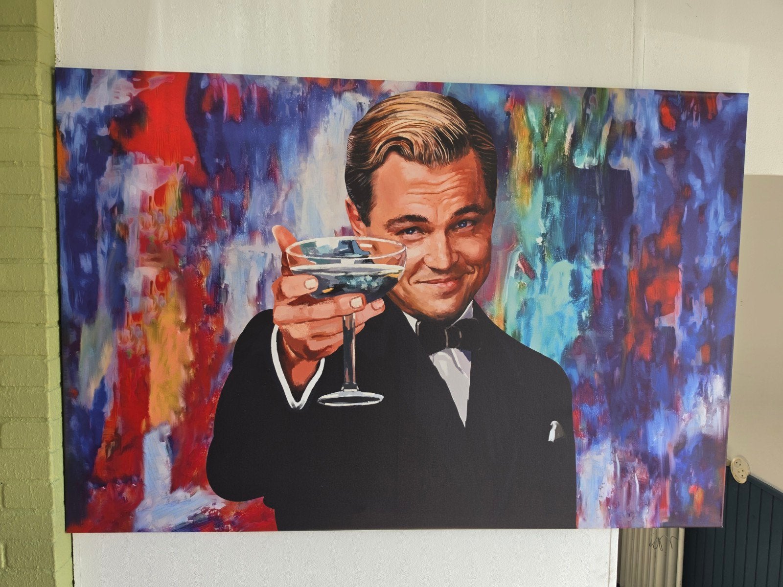 Modern schilderij: Leonardo DiCaprio als Gatsby, Ophalen of Verzenden, Olieverf, Op houten frame, Portret