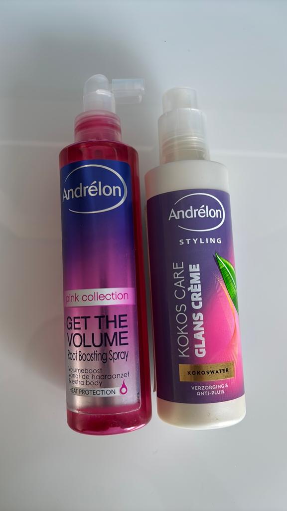 Andrélon Haarproducten: Volume Spray & Glans Crème, Ophalen of Verzenden, Nieuw, Gel, Wax, Haarlak of Mousse