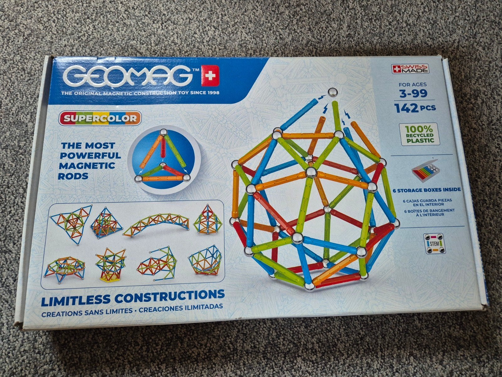 Geomag Supercolor magnetisch constructiespeelgoed 142 stuks, Ophalen of Verzenden, Zo goed als nieuw, Overige merken