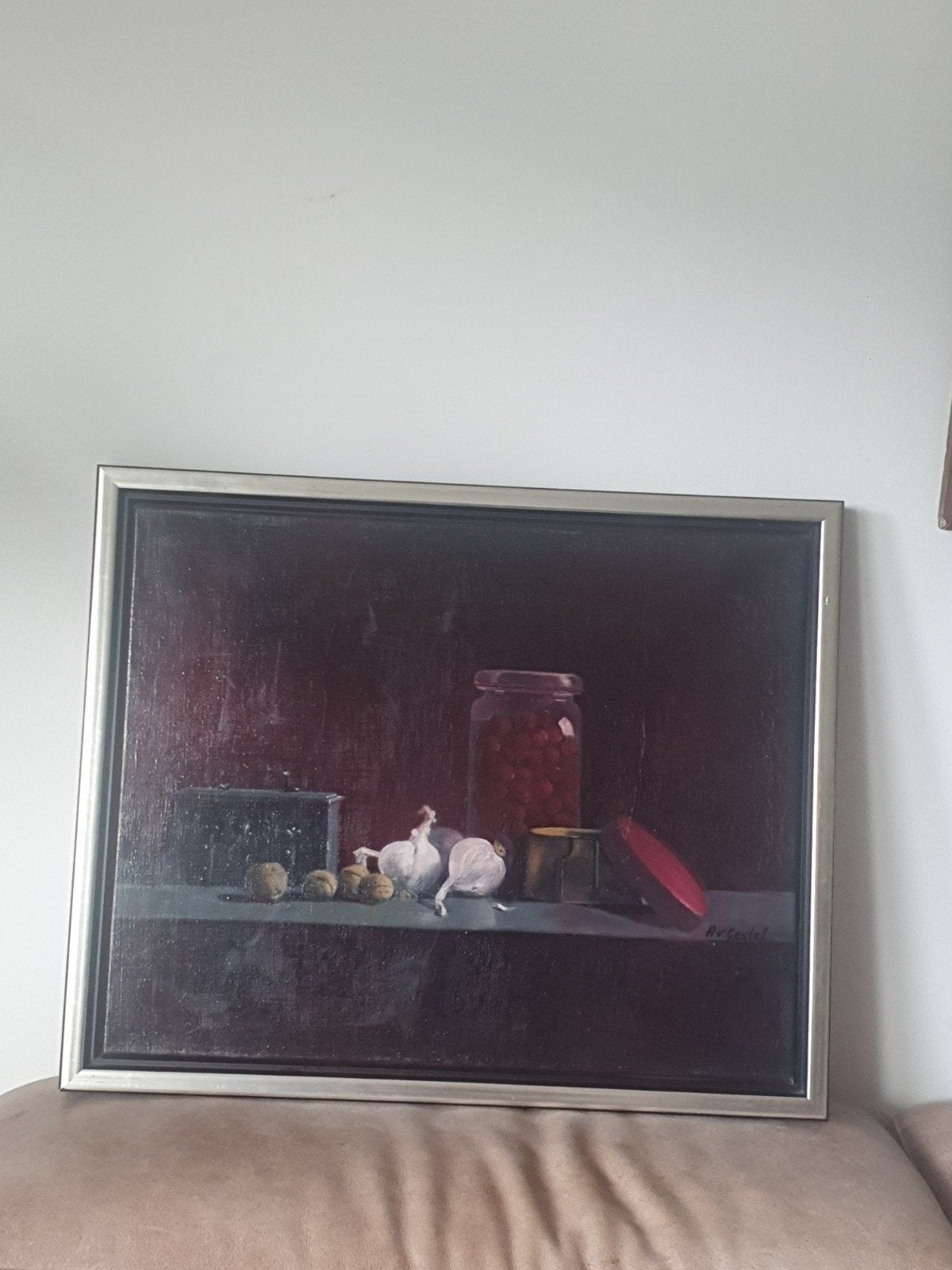 Stilleven (Olieverf op Doek) – Gesigneerd A. v. Gestel, Antiek en Kunst, Ophalen, Doek, Stilleven, Olieverf