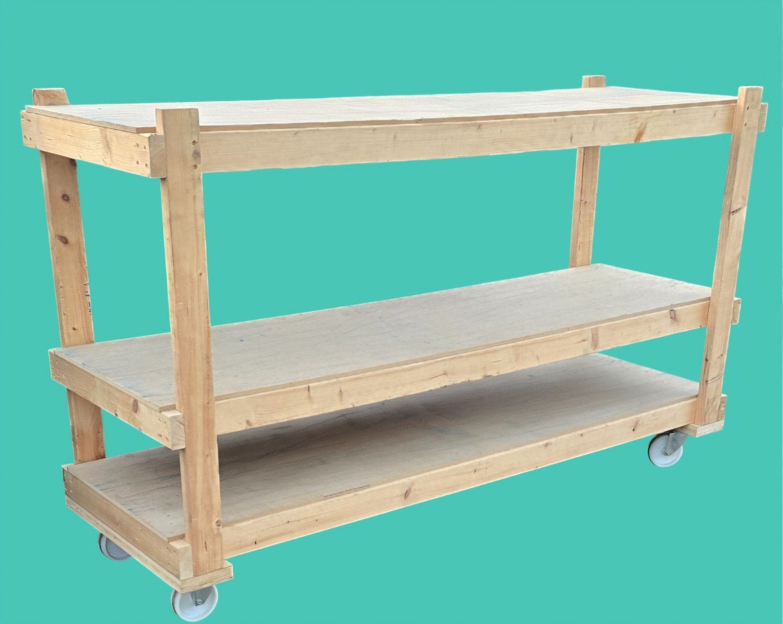 Houten kar op wielen etagewagen. Mobiele tafel transportkar, Ophalen, Gebruikt, 70 tot 120 cm