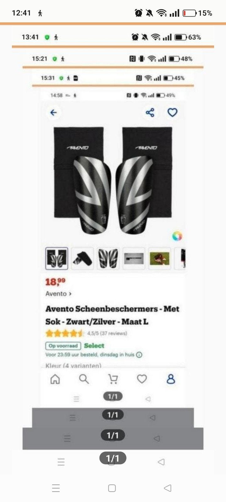 Avento Voetbal Scheenbeschermers Maat L Kids met Sok, Maat L, Ophalen of Verzenden