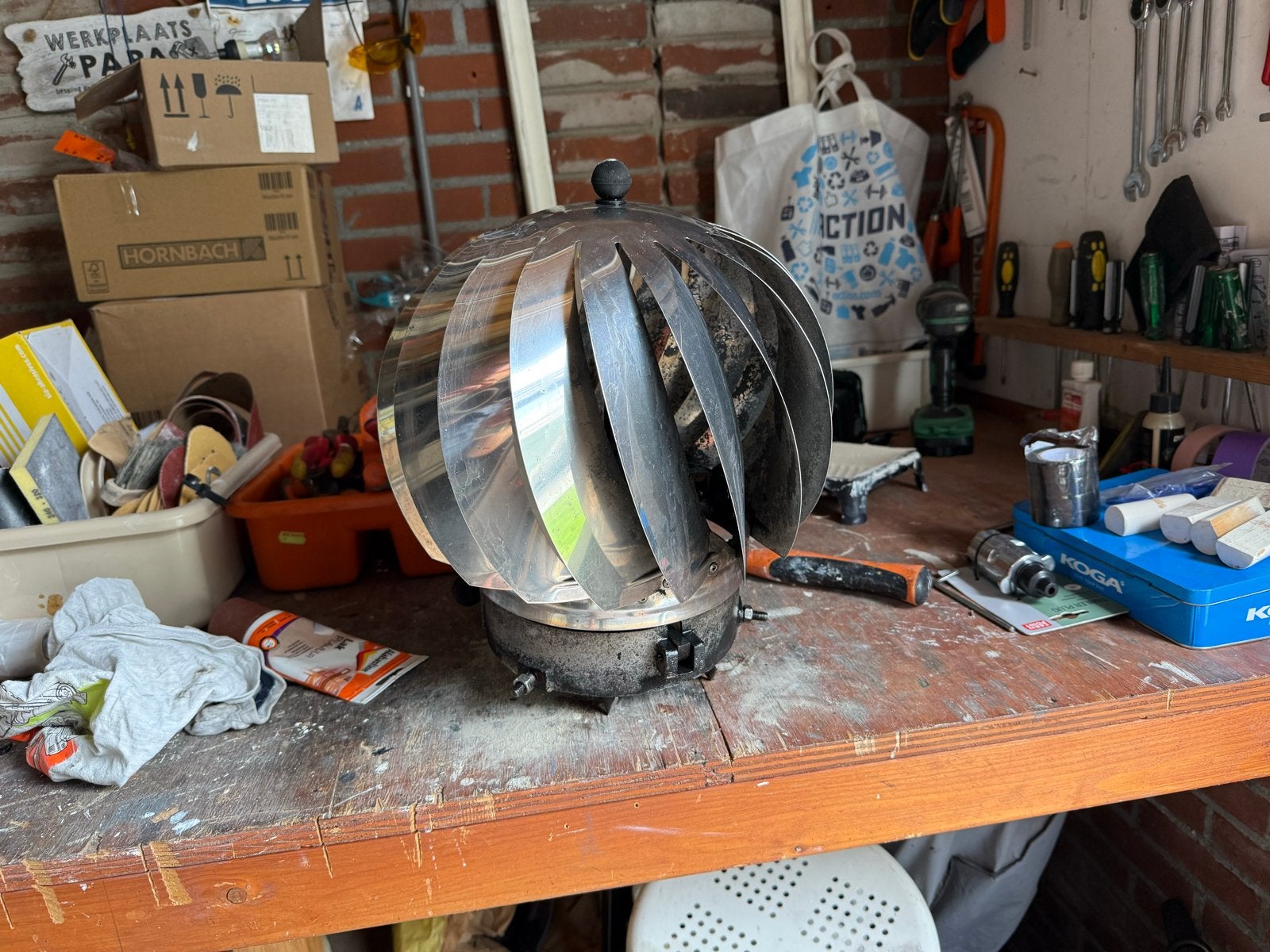 RVS schoorsteenkap windgedreven ventilator afzuiger, Doe-het-zelf en Verbouw, Ophalen of Verzenden, Gebruikt, Ventilator en Afzuiger