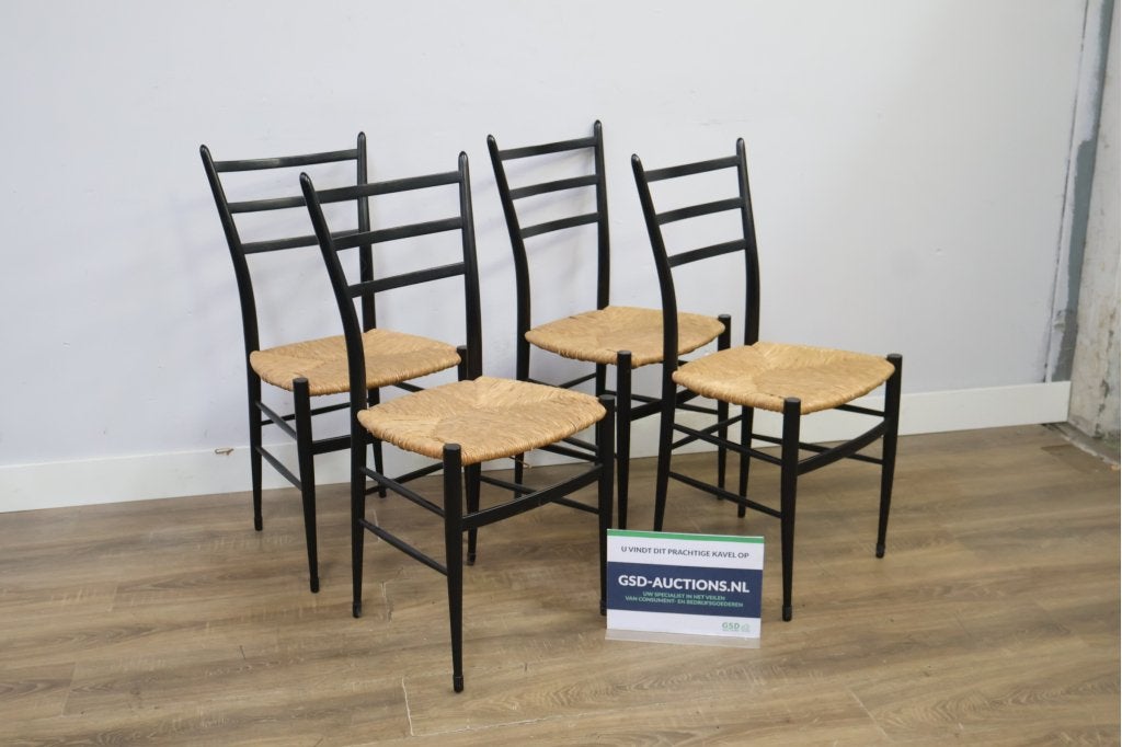 Set of 4 Chiavari Spinetto dining chairs - Vintage Jaren '50, Huis en Inrichting, Ophalen of Verzenden, Niet ingevuld, Niet ingevuld