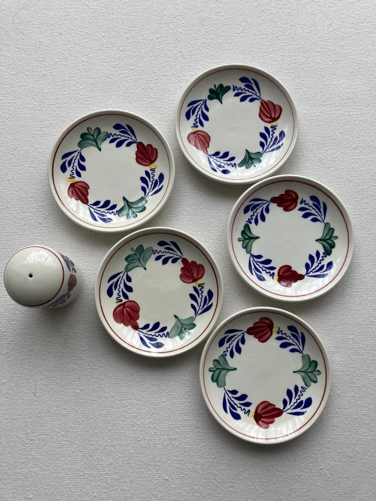 5 kleine  bordjes - Boerenbont - Boch, Huis en Inrichting, Villeroy & Boch, Ophalen of Verzenden, Zo goed als nieuw, Bord(en)