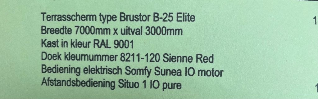 Zonnescherm/ Terrasscherm Brustor, Tuin en Terras, Ophalen, Gebruikt, 450 cm of meer, Elektrisch