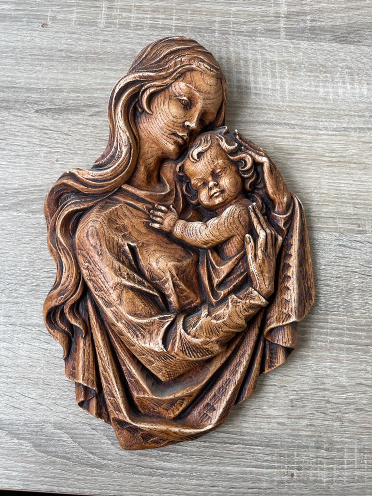 Antiek Maria met Kind Beeld - Religieuze Kunst, Ophalen of Verzenden