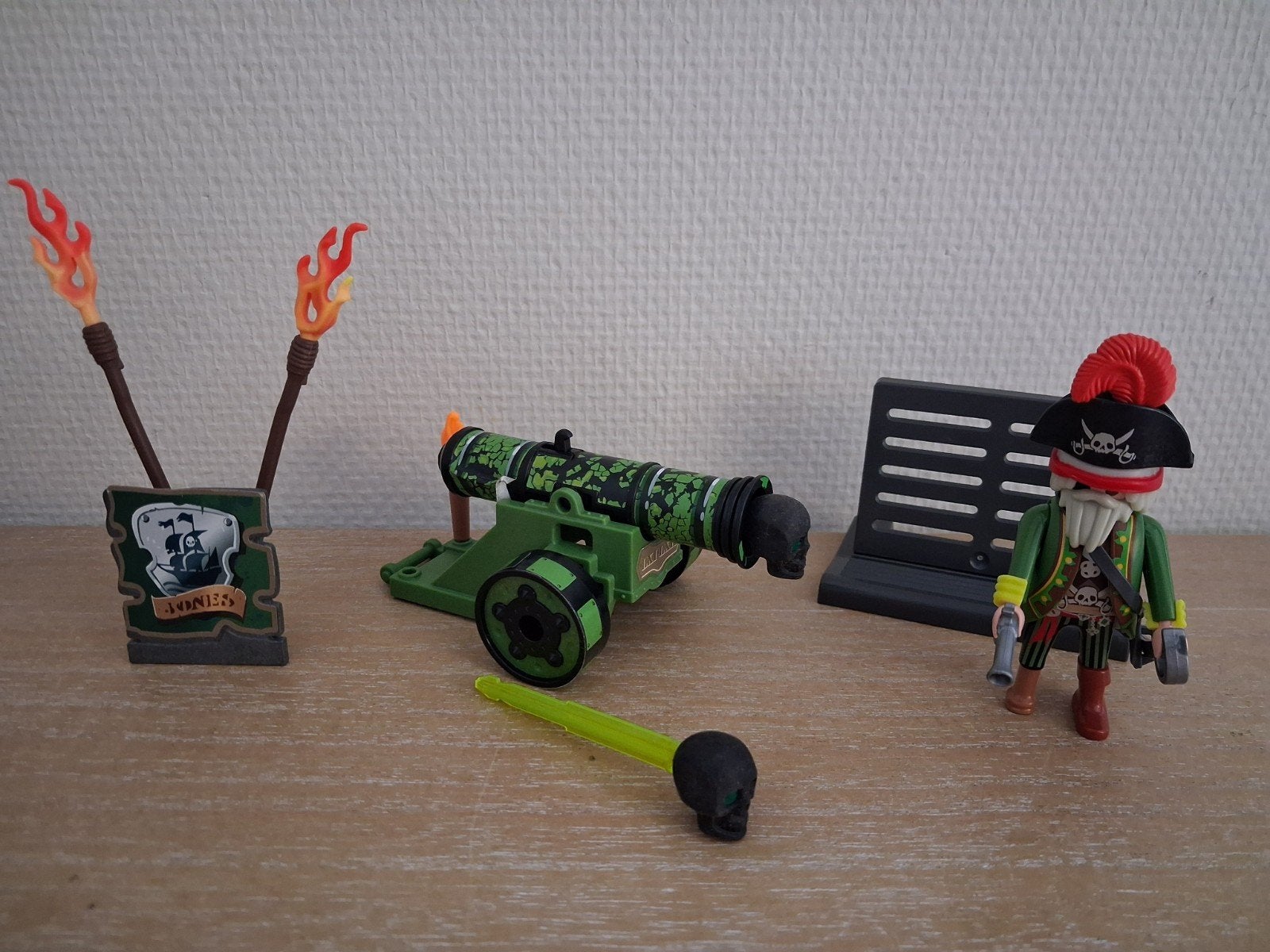 Playmobil piratenkapitein met groen kanon setnr 6162, Pirates, Complete set, Overige typen, Ophalen of Verzenden