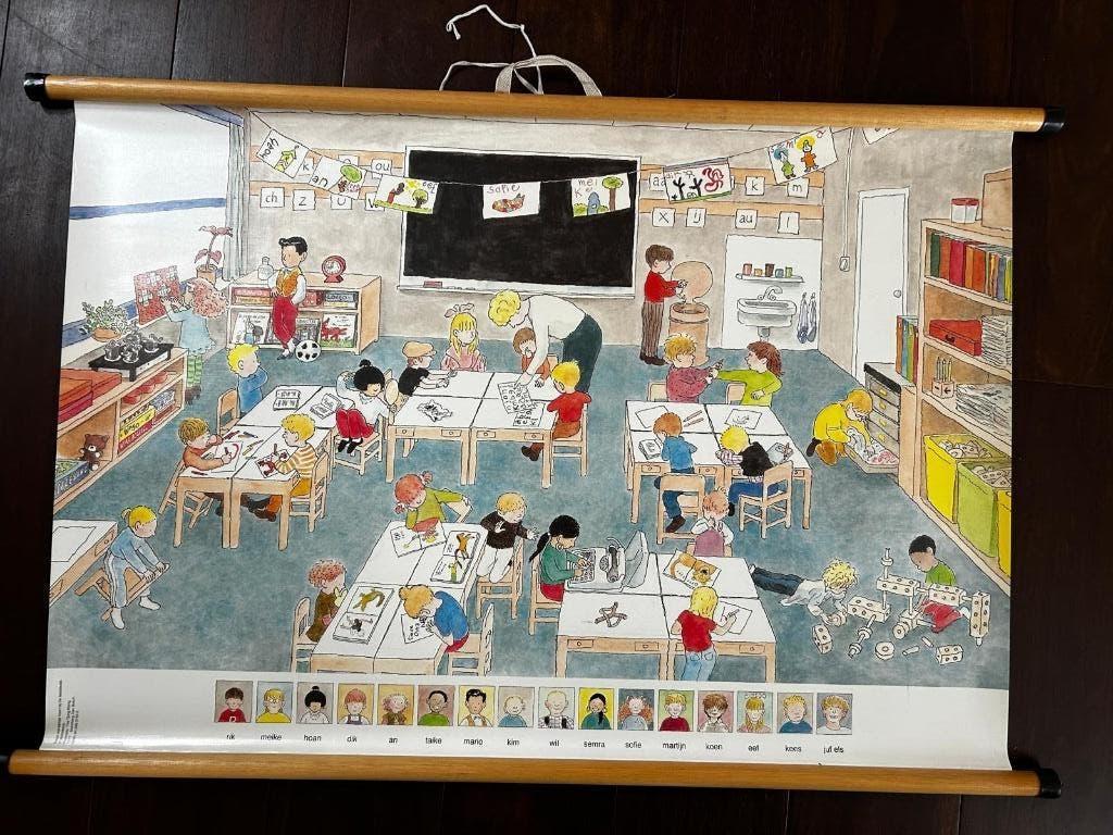 Leuke schoolplaat van een klas, Antiek en Kunst, Antiek | Schoolplaten, Ophalen of Verzenden, Overige thema's