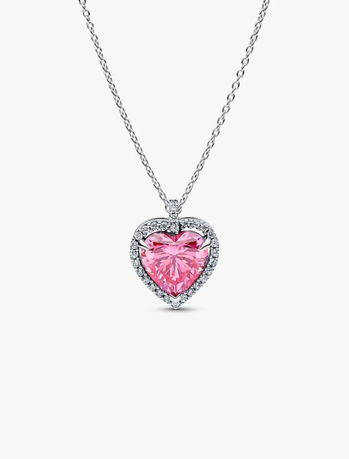 Pandora Roze Halo Hart Halsketting – Nieuw, Ophalen of Verzenden, Nieuw, Roze, Zilver