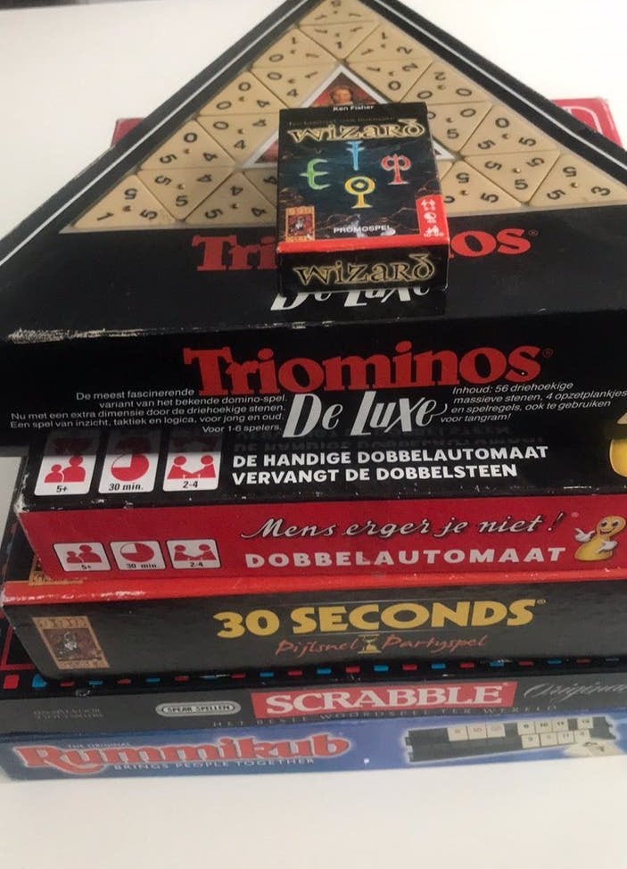 Rummikub scrabble 30 seconds mens erger je niet triominos', Ophalen, Zo goed als nieuw