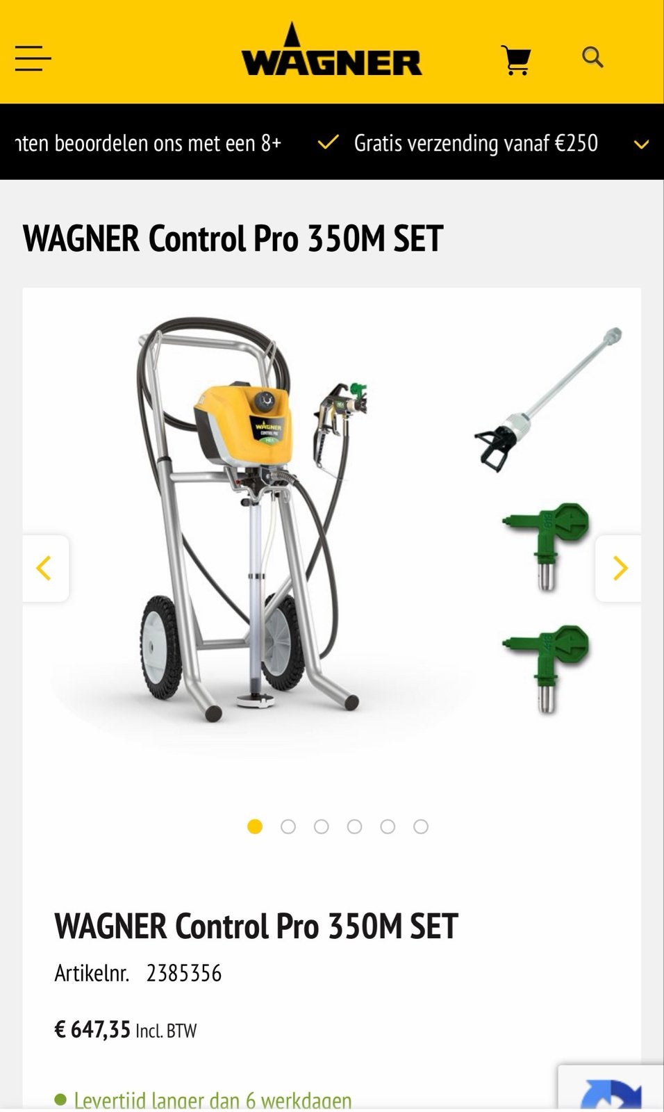 WAGNER Control Pro 350M SET Verfspuit - ZGAN, Ophalen, Zo goed als nieuw, Verfspuit of Verfpomp