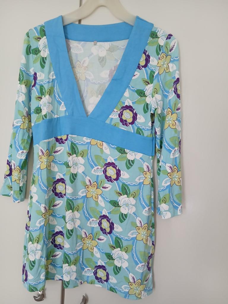 M nieuw superleuke tuniek turqoise bloem viscose elastan, Maat 38/40 (M), Blauw, Nieuw, Ophalen of Verzenden