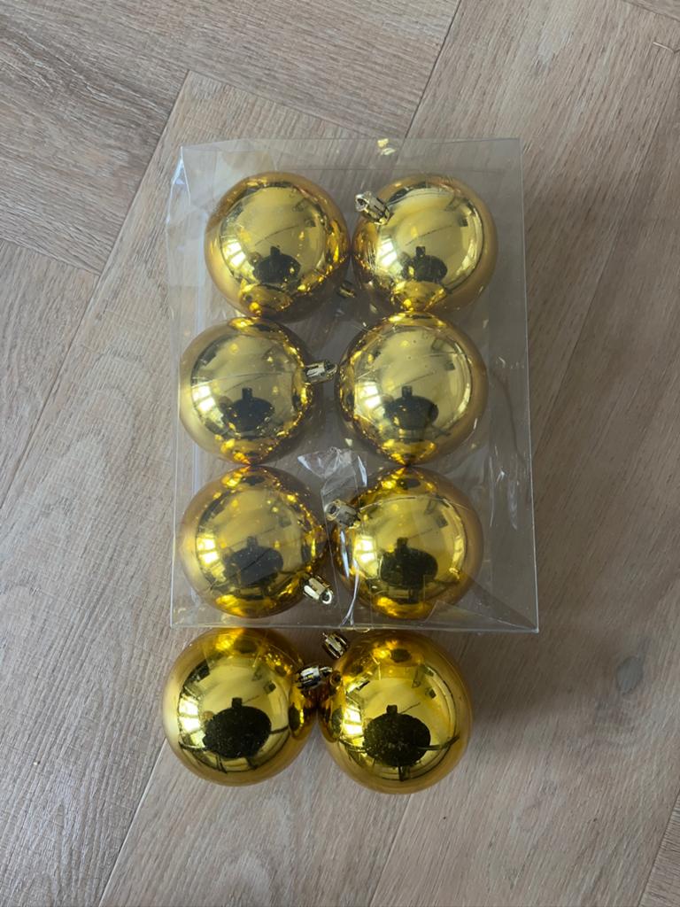 Nieuw Hema plastic kerstballen goud 8 stuks, Diversen, Kerst, Nieuw, Ophalen of Verzenden
