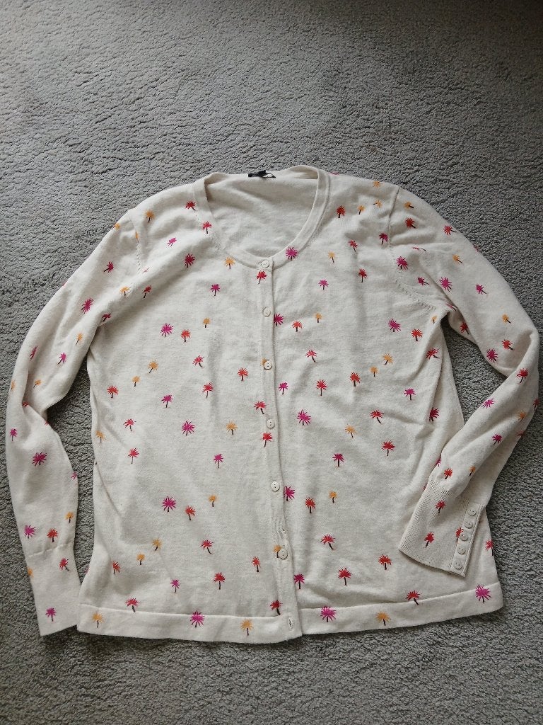 Bloomings vestje, maat XL, beige met gekleurde palmboompjes, Beige, Maat 46/48 (XL) of groter, Ophalen of Verzenden, Zo goed als nieuw