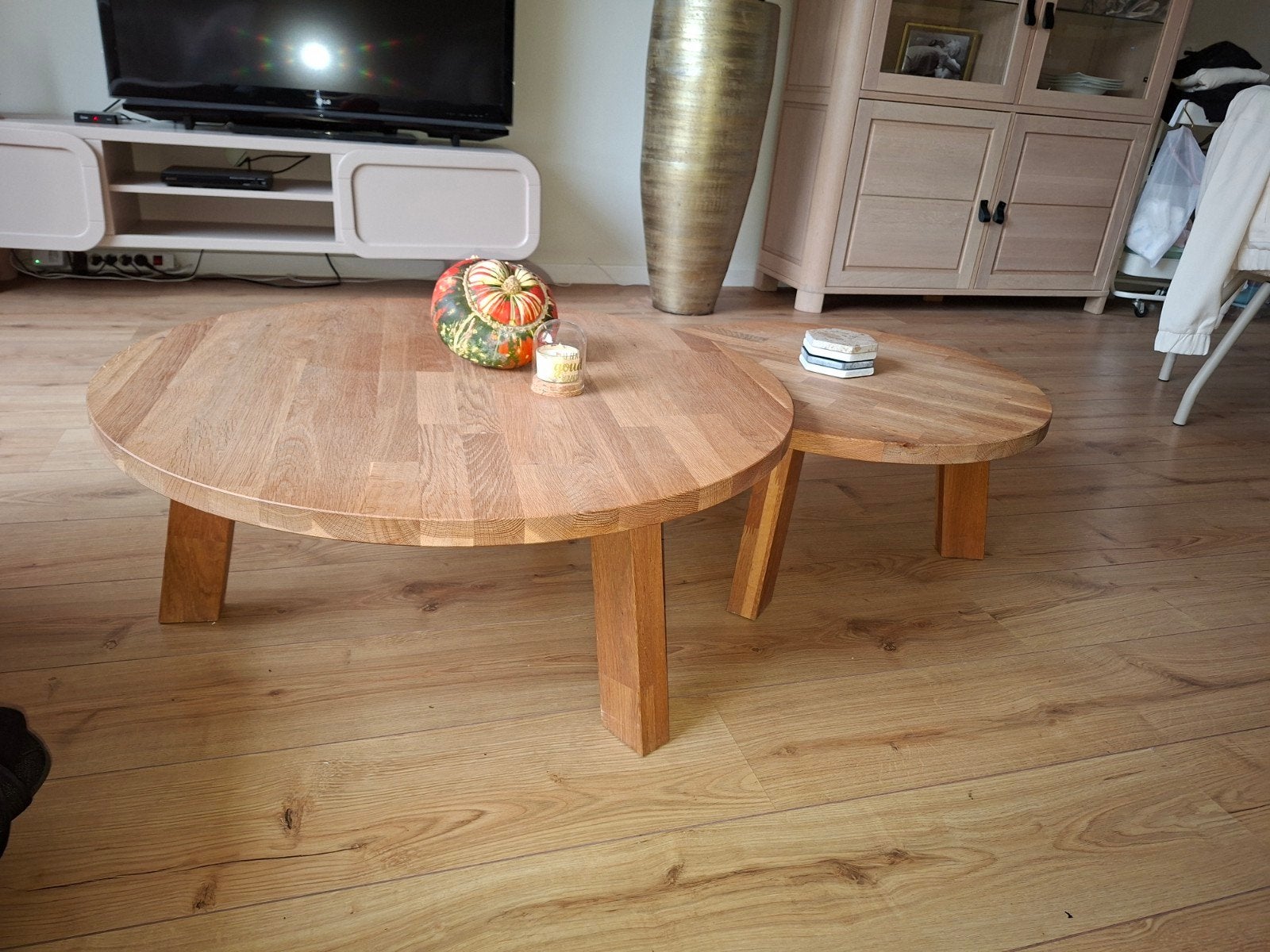 Set van 2 massief eiken salontafels, Huis en Inrichting, Ophalen, Gebruikt, 50 tot 100 cm, 50 tot 100 cm
